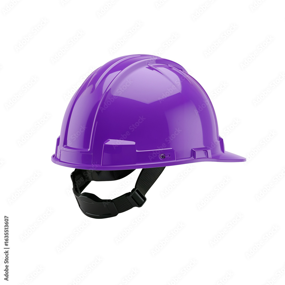 Fototapeta premium Isolated purple hard hat against a featureless space for construction and safety visuals,