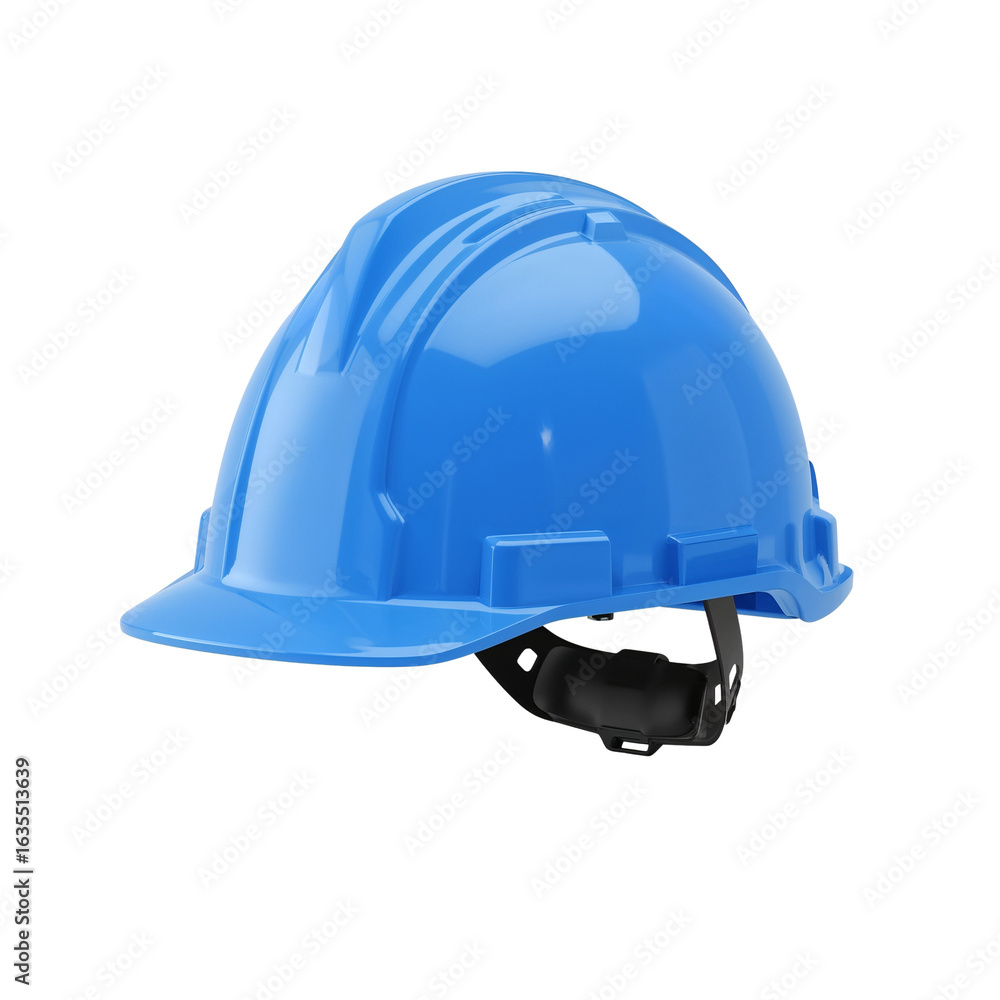 Fototapeta premium Protective blue hard hat safeguarding head on an isolated transparent backdrop for safety projects