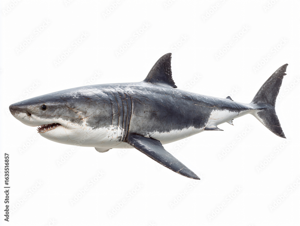 Obraz premium Shark Marine Predator Ocean Wildlife Finned Fish Underwater Blue Grey Teeth Depths Sea Biodiversity Big Aggressive Powerful Hunting Mysterious Environment Thrill Movement Habitat Surfing Dynamic