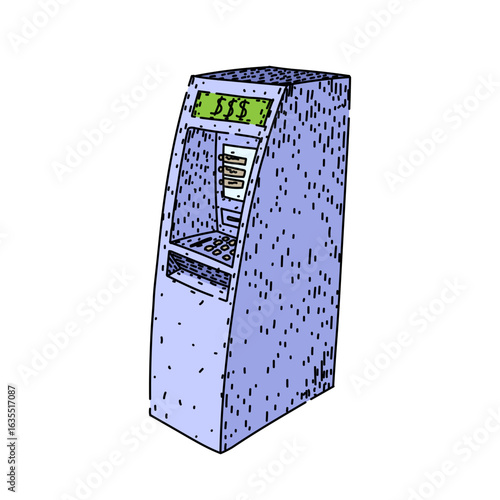 card atm machine sketch hand drawn vector