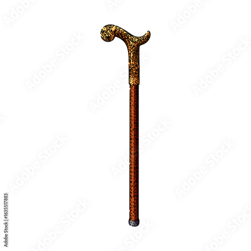 fashion cane stick gentleman sketch hand drawn vector
