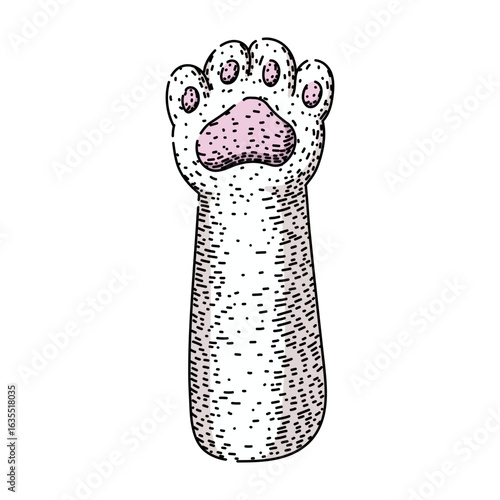pads cat paw sketch hand drawn vector