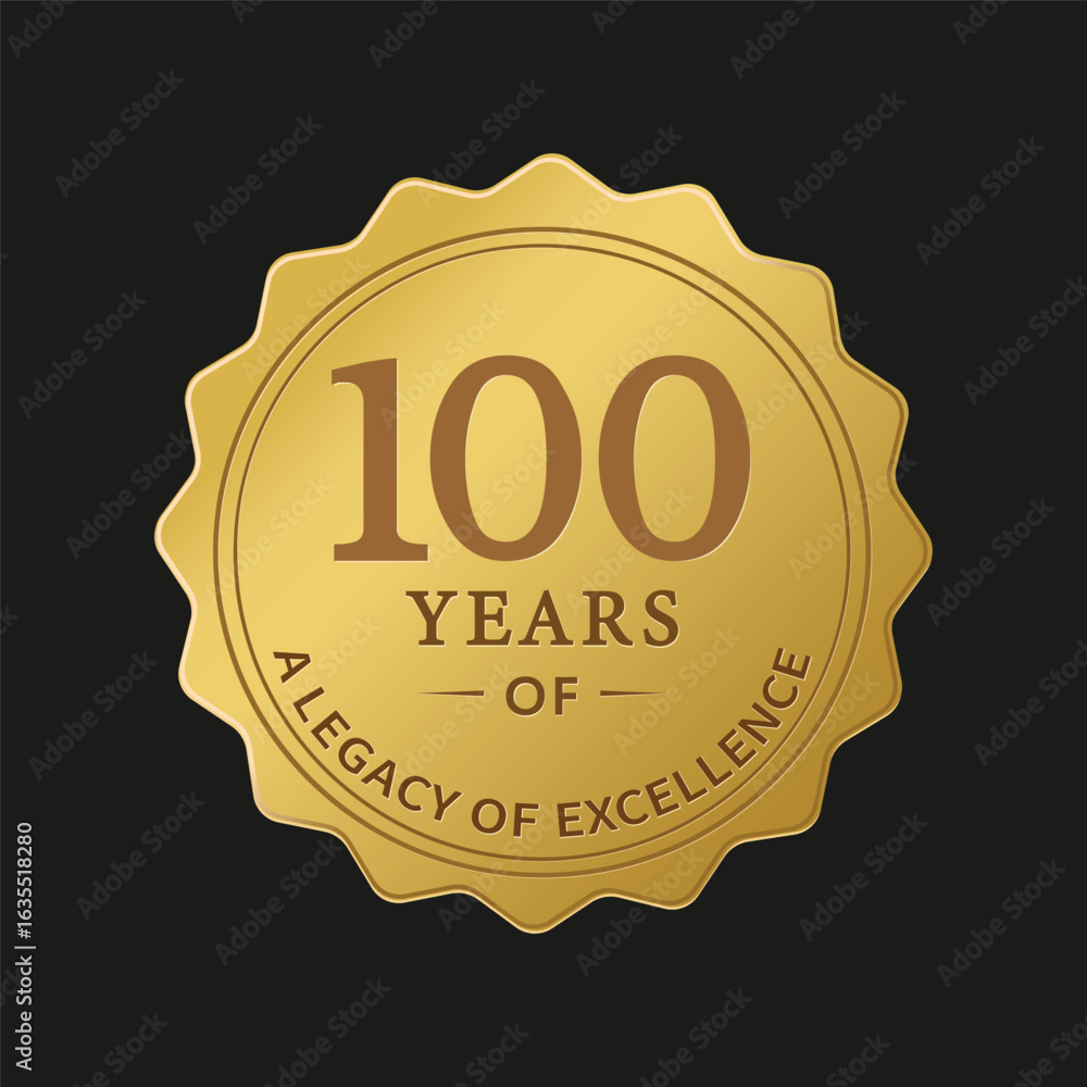 Fototapeta premium 100 Years Anniversary Gold Badge – Legacy of Excellence Emblem