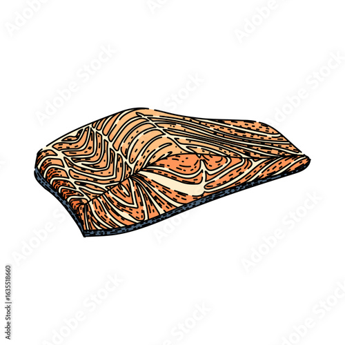 fried fish fillet sketch hand drawn vector