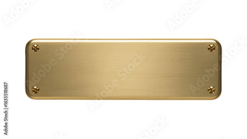 Blank Golden Brass Nameplate with Screws on White Background metal