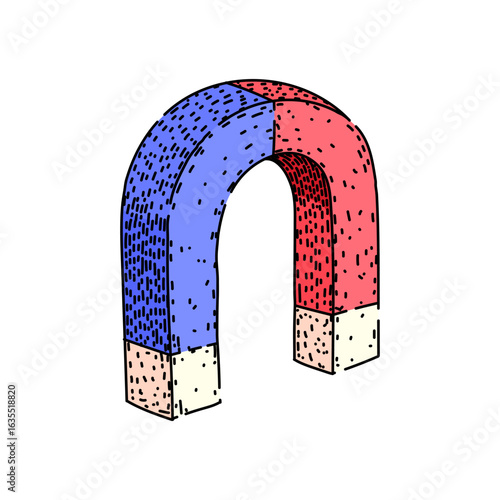 ferromagnetism magnet sketch hand drawn vector
