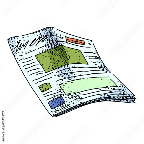 reporters newspaper sketch hand drawn vector