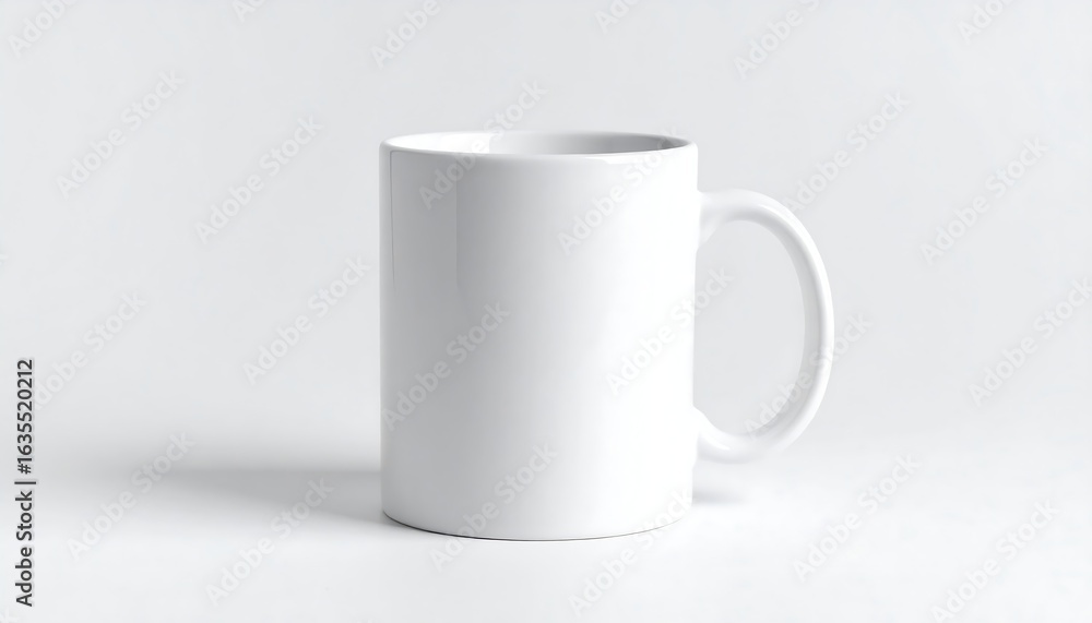 Obraz premium Blank white ceramic coffee mug mockup for custom design and branding. A classic tea cup template isolated on a white background.