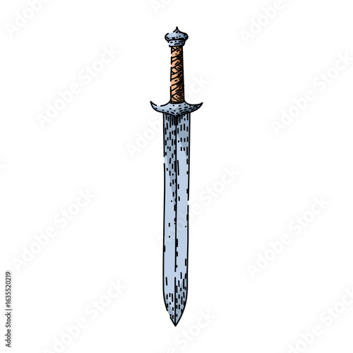 armor sword medieval sketch hand drawn vector