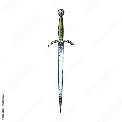 castle sword medieval sketch hand drawn vector