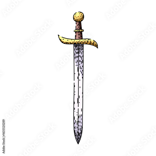 feudal sword medieval sketch hand drawn vector