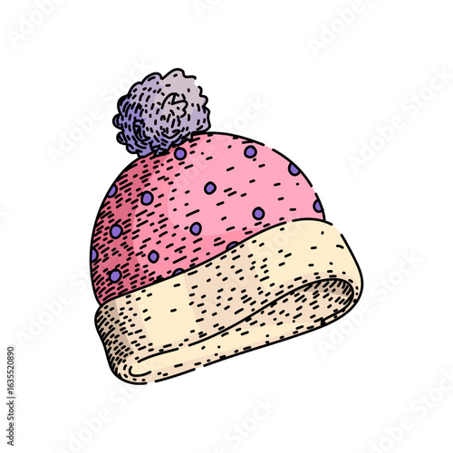 chullo winter hat sketch hand drawn vector