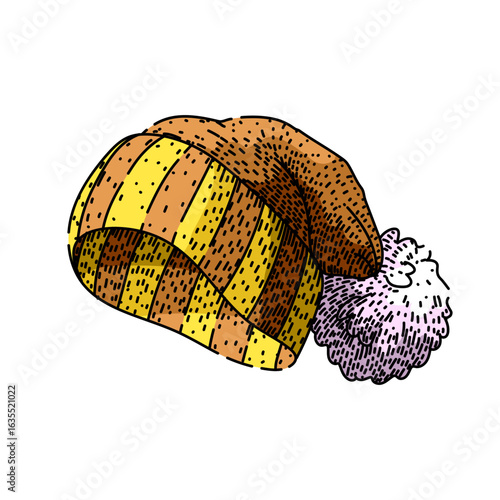 cloche winter hat sketch hand drawn vector