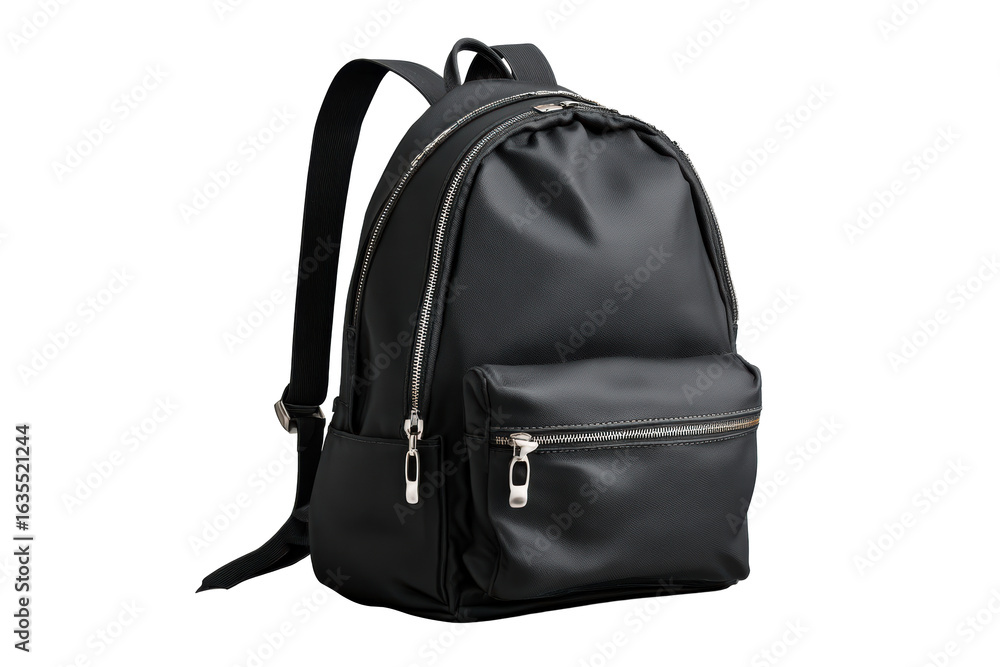Sleek black backpack with spacious pockets Sleek black backpack with spacious pockets