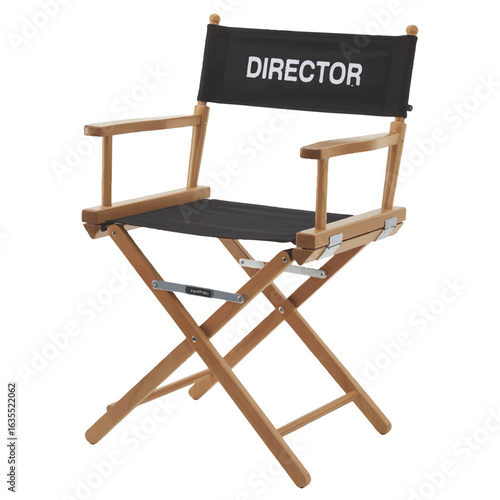 Director's Chair with Black Canvas Seat and Back on White Background folding chair