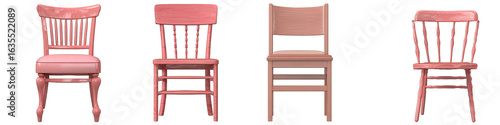 Four light pink wooden chairs