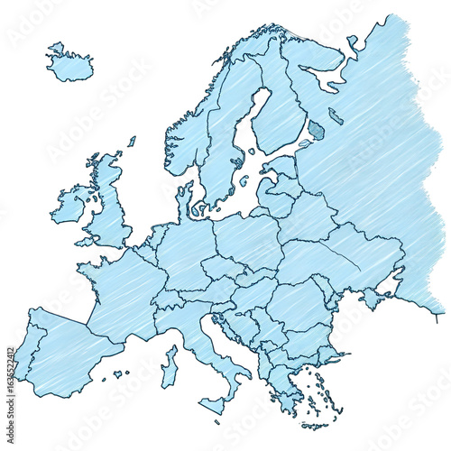 map of europe with highlighted