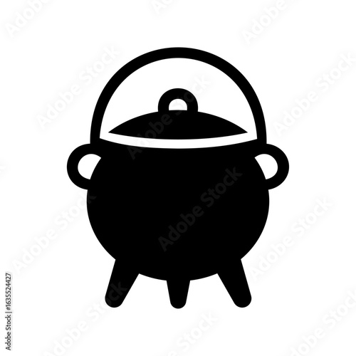 Cooking pot icon with African potjie design for traditional cooking 
