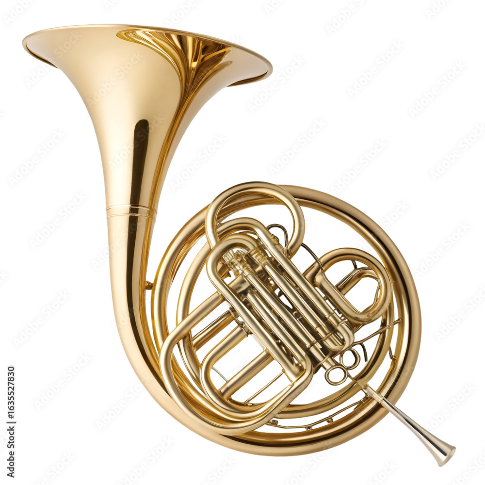 Fototapeta premium gold trumpet isolated on white