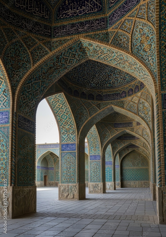 Obraz premium Magnificent arches adorned with intricate tilework in a historical building