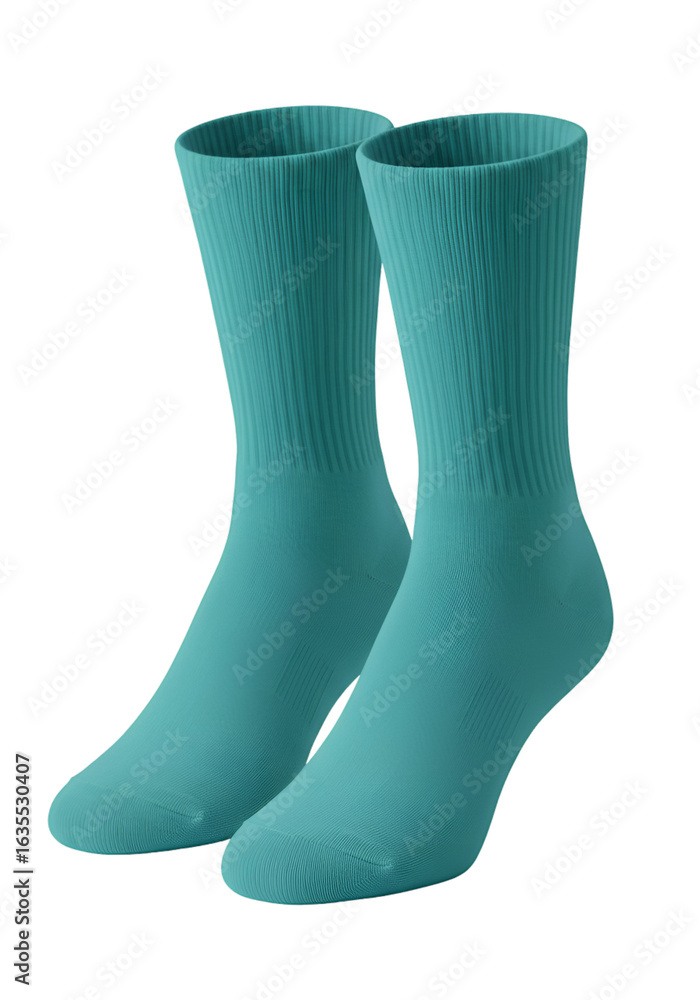 Isolated Teal Socks on Transparent Background Photo with Fashion Details Isolated Teal Socks on Transparent Background Photo with Fashion Details