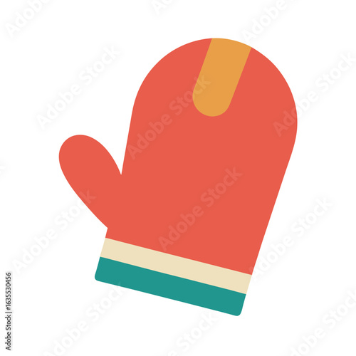 Watercolor oven glove on white background ideal for food safety or kitchen accessory design