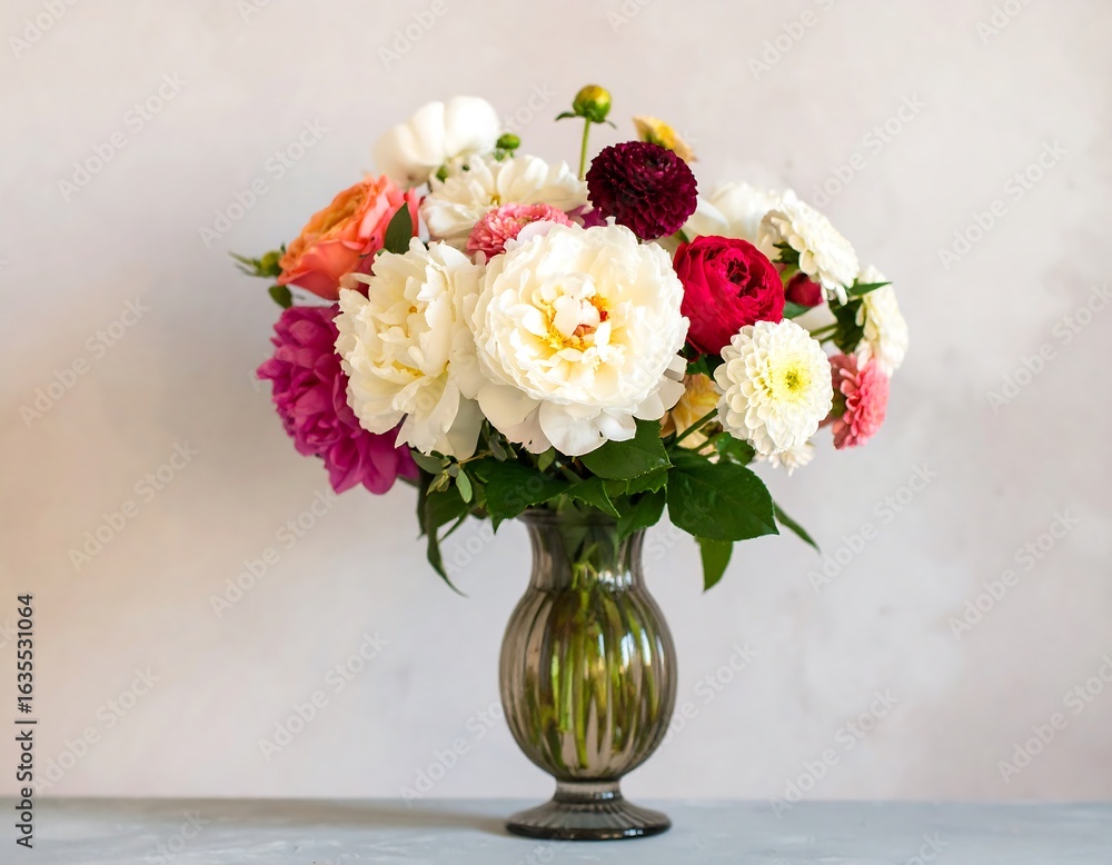 Fototapeta premium A bouquet of vibrant flowers in a vase