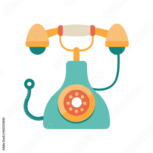 Vintage phone receiver watercolor artwork with white background for retro communication art