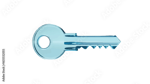 Transparent Blue Glass Key On White Background object