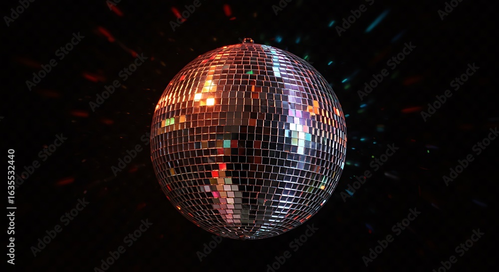 Obraz premium Shiny Mirrored Ball Reflecting Light on Dark Background