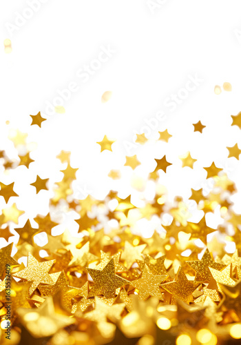 Isolated Photo of Golden Stars on Transparent Background Festive Decoration