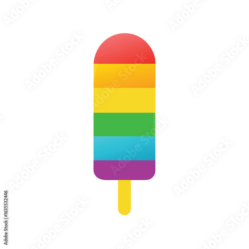 Rainbow colored ice lolly in watercolor style with white background for summer treat designs
