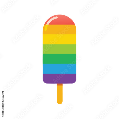 Ice lolly in rainbow watercolor with white background for sweet dessert and seasonal themes