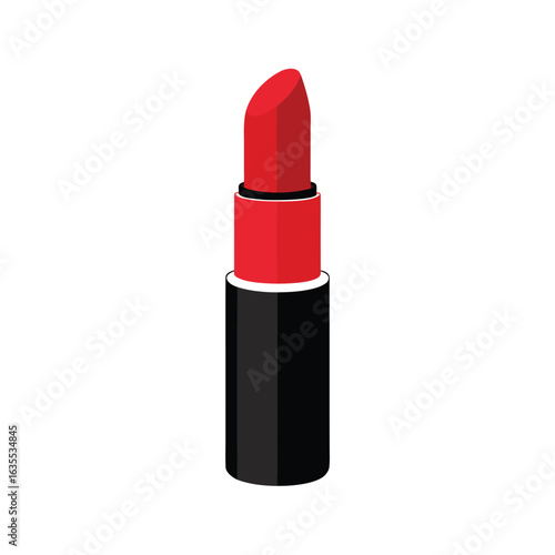 Red lipstick tube watercolor artwork with white background for cosmetics and beauty themes