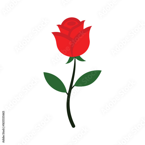 Red rose bud watercolor art with white background for love romance or floral themed designs