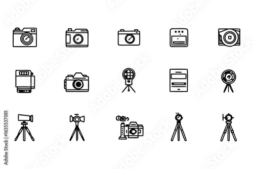 photo gear, icon, set, 