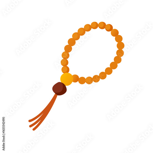 Illustration of a string of prayer beads with orange and brown colors on a white background view on transparent background