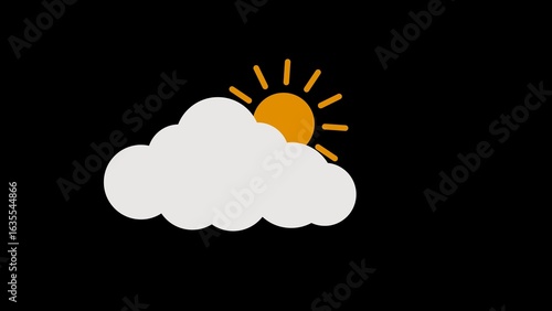 Simple weather icon illustrating a sunny day with cloud in a minimalist flat design