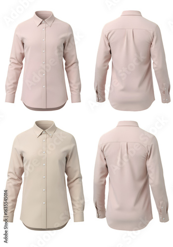 Isolated Shirt Mockup Front and Back Views in Beige and Pink Colors