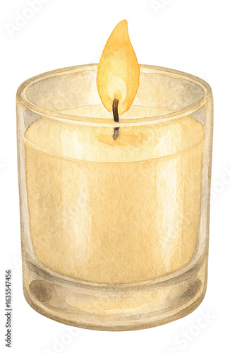 Aromatic candle in glass holder watercolor