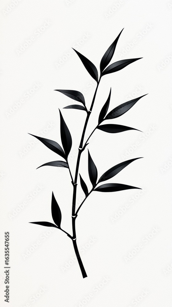 Obraz premium Elegant black bamboo silhouette on white background