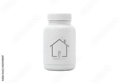 Isolated White Bottle with House Icon Illustration on Transparent Background