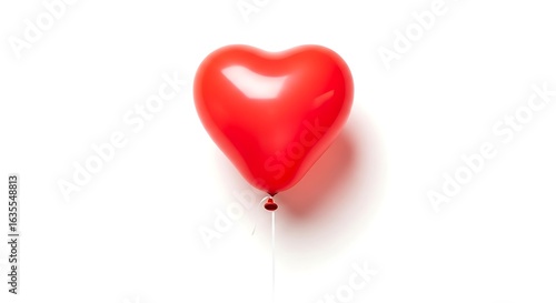 A vibrant red, heart-shaped balloon floats gracefully, a perfect symbol of romance and celebration for Valentine's Day