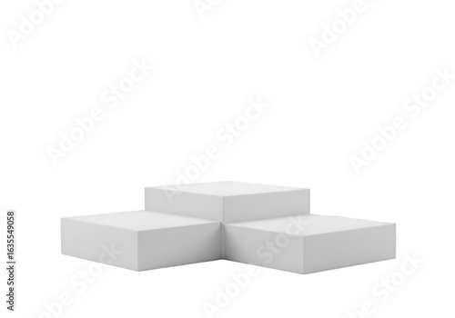 Isolated White Geometric Podium On Black Background Abstract Illustration