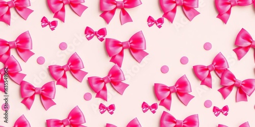 Playful pink bow seamless pattern with pastel striped accents,  fashion,  soft
