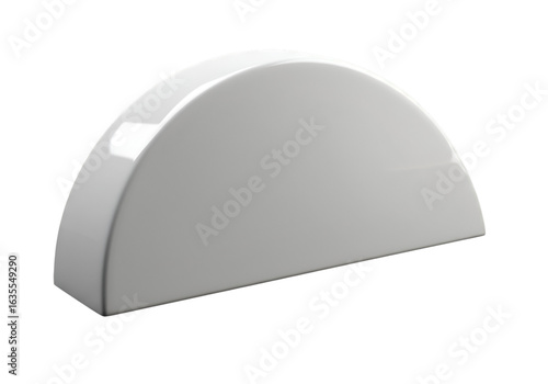 Isolated White Glossy Half-Arch 3d Rendered Object in Minimalist Design