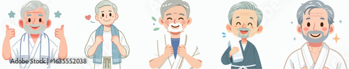 vector of a grandfather wearing a towel after taking a shower