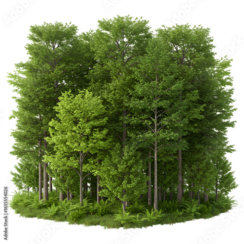 Realistic 3D Render Of A Lush Green Forest With Transparent Background