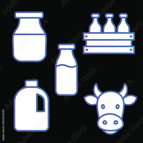 Simple Dairy Products Icon Set