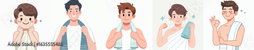 vector of a man wearing a towel after taking a shower